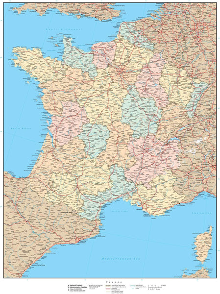 France Map In Adobe Illustrator Vector Format