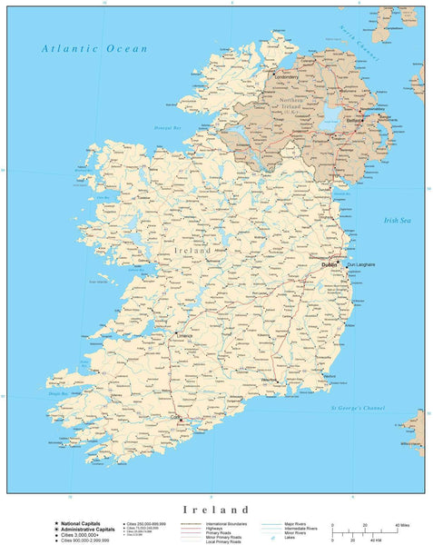 Ireland Map In Adobe Illustrator Vector Format