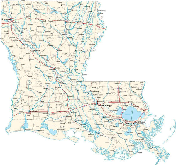 Louisiana State Map - Multi-Color Style - Fit Together Series