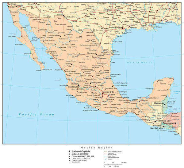 physical map of mexico with rivers