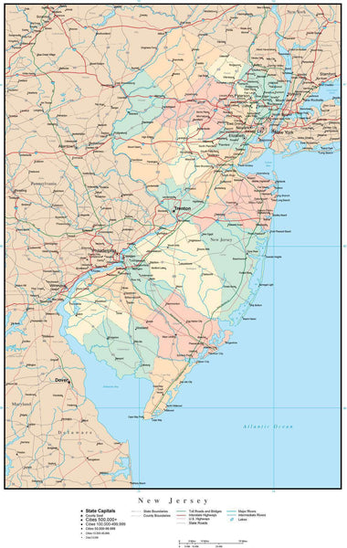 Printable New Jersey Maps  State Outline, County, Cities