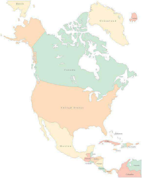 North America Multi Color Map