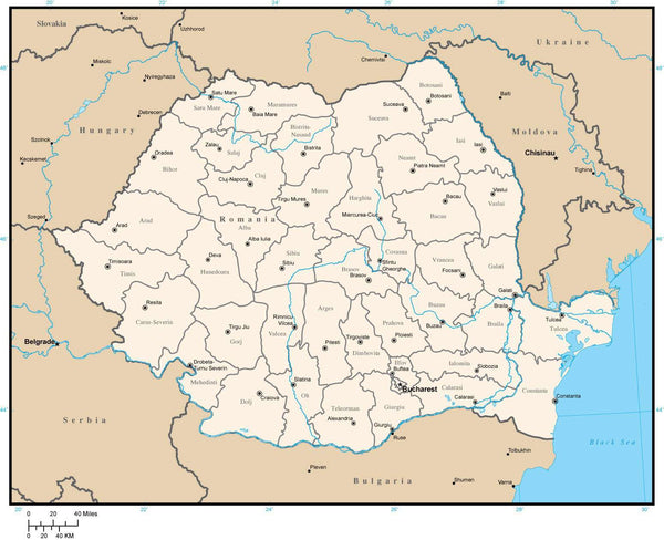 romania map with cities