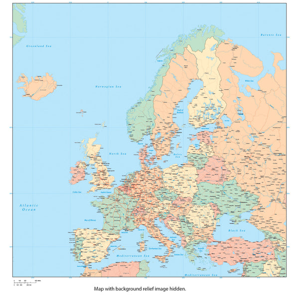 Digital Europe Terrain map in Adobe Illustrator vector format EUROPE-165068