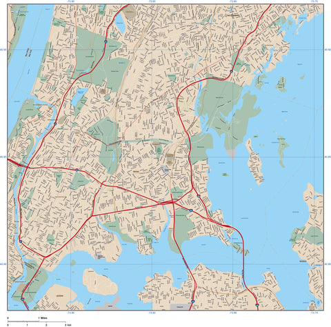 Bronx, New York City Map - 81 square miles - with Local Streets