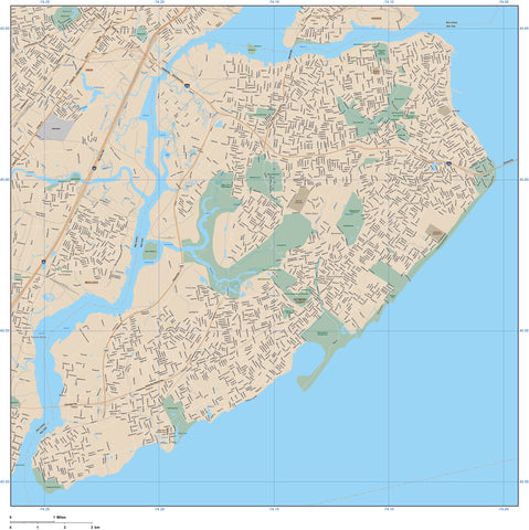 Staten Island, New York City NY - 144 square miles - with Local Streets