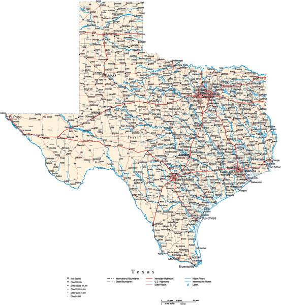 Texas State Map in Fit-Together Style to match other states