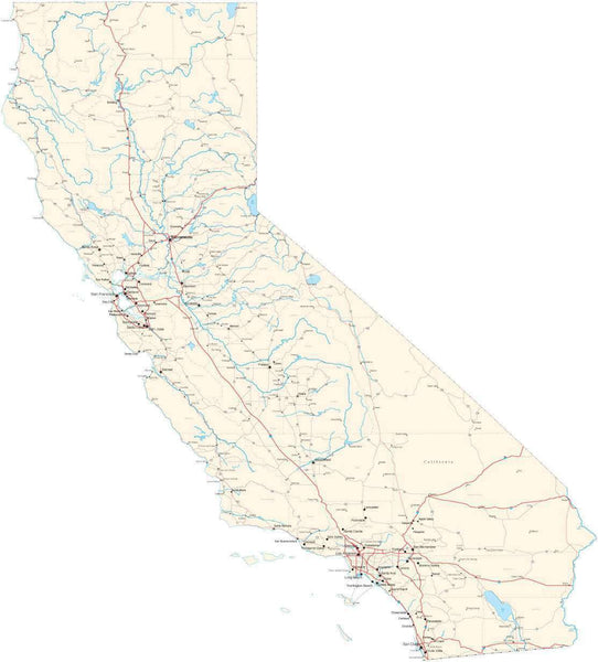 California State Map in Fit-Together Style to match other states CA-USA ...