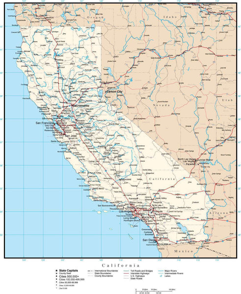 California map in Adobe Illustrator vector format