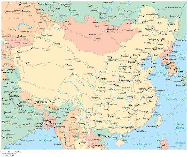 china major city map