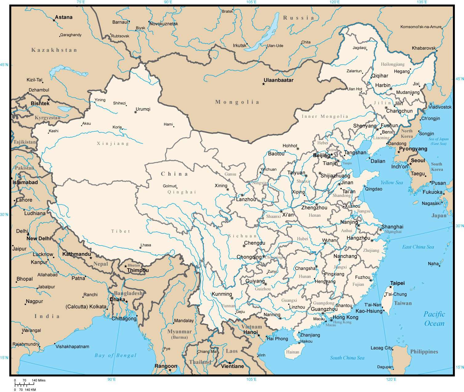 china major city map