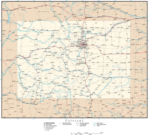 Colorado map in Adobe Illustrator vector format