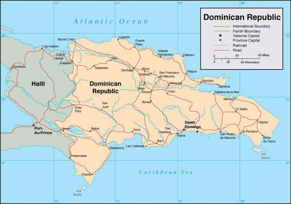 Digital Dominican Republic map in Adobe Illustrator vector format