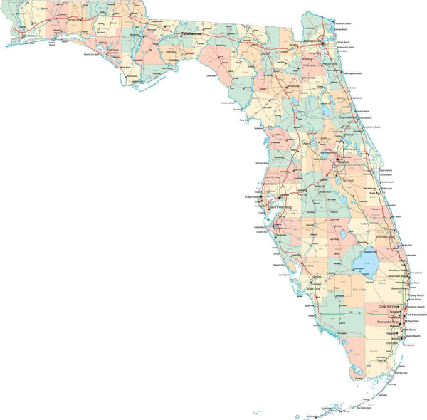 Florida State Map in Multi-Color Fit-Together Style to match other states