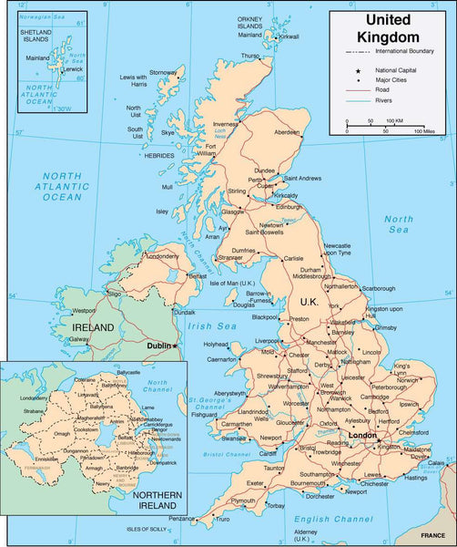 Digital United Kingdom map in Adobe Illustrator vector format