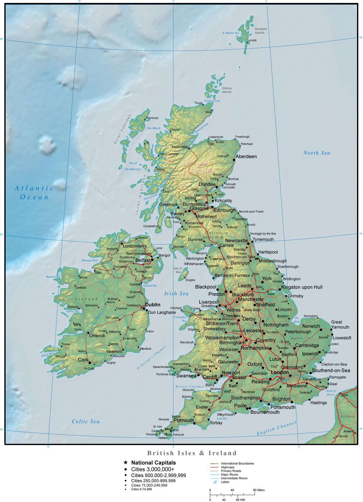 Digital United Kingdom Terrain Map In Adobe Illustrator Vector Format