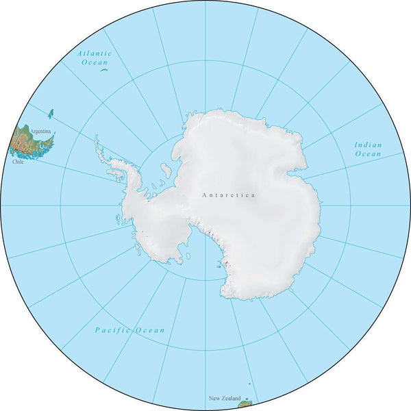 Globe South Pole Terrain map in Adobe Illustrator vector format with ...