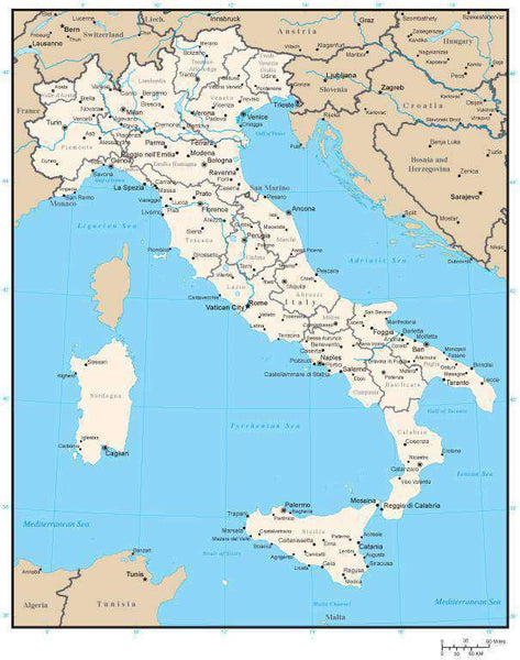 Italy map in Adobe Illustrator vector format