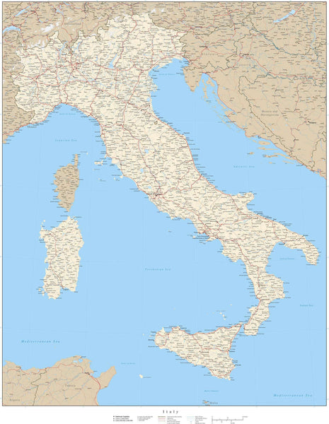 Italy Map In Adobe Illustrator Vector Format