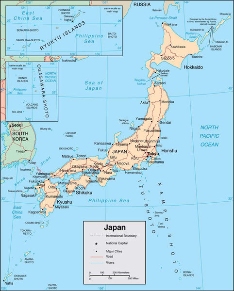 Digital Japan map in Adobe Illustrator vector format