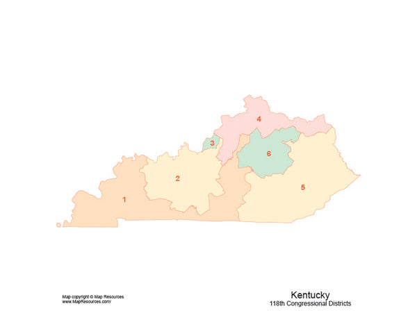 Kentucky Map with 2022 Congressional Districts