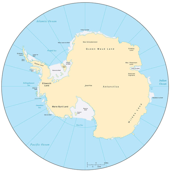 World Map with Polar Views in Adobe Illustrator Vector Format