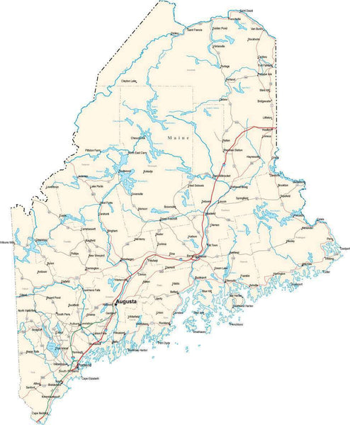 Digital Maine Fit-Together Style to fit exactly with adjacent states ME ...