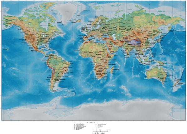 Digital World Terrain map in Adobe Illustrator vector format with ...