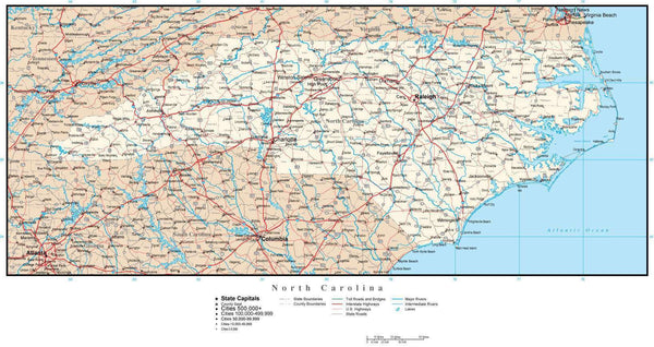 North Carolina map in Adobe Illustrator vector format