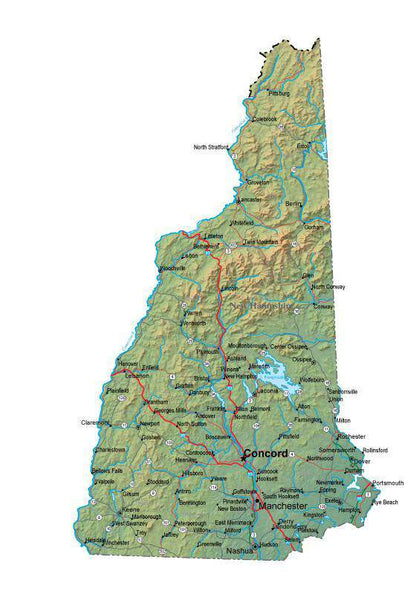 New Hampshire Terrain map in Fit Together style with Terrain NH-USA-852127