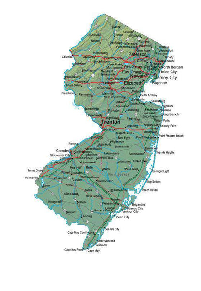 New Jersey Terrain map in Fit Together style with Terrain NJ-USA-852095