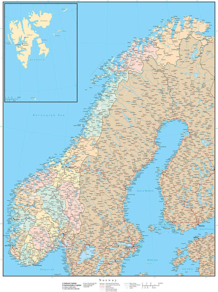 Norway map in Adobe Illustrator vector format