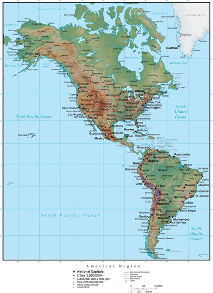 Americas Region in Adobe Illustrator vector format with Photoshop ...