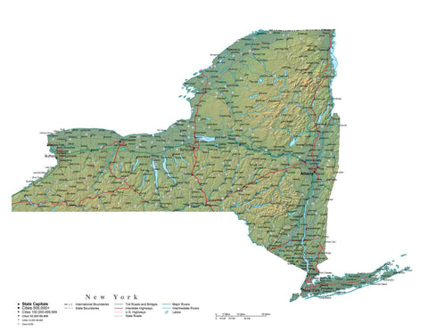 New York Illustrator Vector Map with Cities, Roads and Photoshop ...