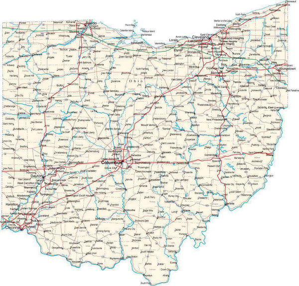 Digital Ohio Fit-Together Style to fit exactly with adjacent states OH ...