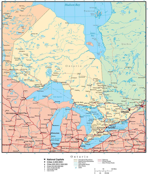 Ontario Province map in Adobe Illustrator vector format