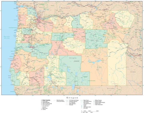 Oklahoma State Map in Adobe Illustrator Vector Format. Detailed ...