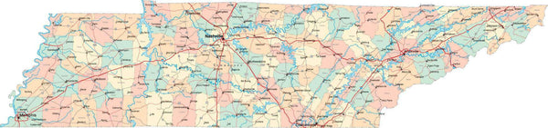 Digital Tennessee State Map in Multi-Color Fit-Together Style to match ...