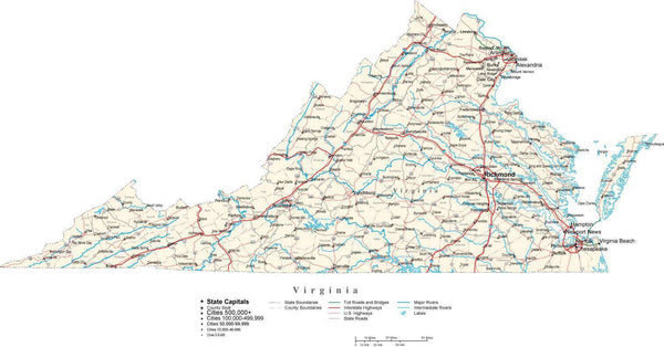 Virginia State Map in Fit-Together Style to match other states