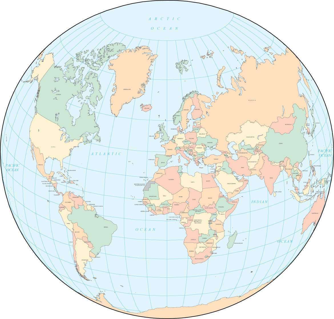 globe of the world with countries