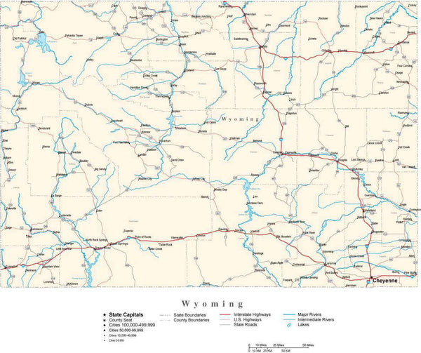 Wyoming State Map in Fit-Together Style to match other states